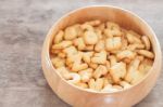 Alphabet Biscuit In Wooden Tray Stock Photo