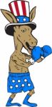 Democrat Donkey Boxer Mascot Cartoon Stock Photo
