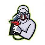 Industrial Spray Painter Mascot Stock Photo