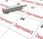 Depressed Calendar Means Discouraged Despondent Or Mentally Ill Stock Photo