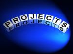 Projects Dice Represent Ideas Activities Tasks And Enterprises Stock Photo