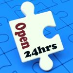 Open 24 Hours Puzzle Shows All Day 24hr Service Stock Photo
