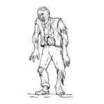 Zombie Walking Front Drawing Stock Photo