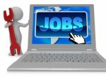 Jobs Button Represents World Wide Web And Work 3d Rendering Stock Photo