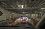 Cars Disembarking From The Ferry Stock Photo