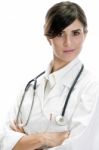 Lady Doctor With Crossed Arm Stock Photo