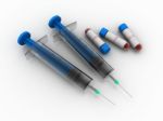 3d Illustration Covid 19 Blood Testing Sample Bottle With Injection Syringe Stock Photo