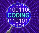 Data Coding Shows Database Cryptology And Monitor Stock Photo