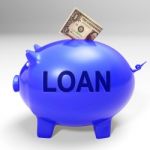 Loan Piggy Bank Means Money Loaned And Financing Stock Photo