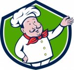 French Chef Welcome Greeting Crest Cartoon Stock Photo