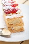 Napoleon Strawberry Cake Dessert Stock Photo