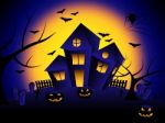 Haunted House Means Trick Or Treat And Autumn Stock Photo