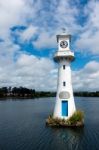 Lighthouse In Roath Park Commemorating Captain Scotts Ill-fated Stock Photo