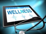 Wellness Tablet Shows Preventive Medicine And Computing Stock Photo