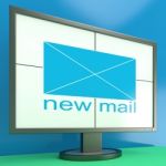 New Mail Envelope On Monitor Showing Received Mails Stock Photo
