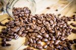 Coffee On Grunge Wooden Background Stock Photo