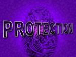 Protection Fingerprint Means Security Encrypt And Secured Stock Photo