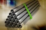 Lot Of Folded Steel Pipes Stock Photo