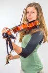 Dutch Teenage Girl Playing Violin Stock Photo