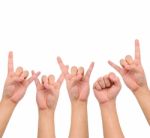 Group Of Different Hand Signs  Stock Photo