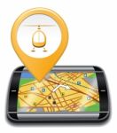 Heliport Gps Represents Helicopter Transportation And Navigator Stock Photo