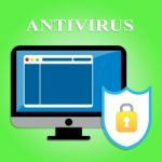 Computer Antivirus Means Malicious Software And Computers Stock Photo