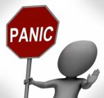Panic Red Stop Sign Shows Stopping Anxiety Panicking Stock Photo