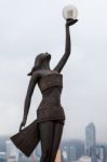 Hongkong, China/asia - February 29 : Statue On Kowloon Waterfron Stock Photo