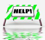 Help Sign Displays Assistance Wanted And Seeking Answers Stock Photo