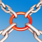 Red Chain Link Shows Strength Security Stock Photo