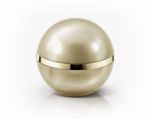 Golden Sphere Cosmetic Jar On White Background Stock Photo