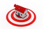 Red Dart On House Target Stock Photo