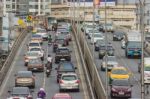 Bangkok, Thailand - June 31, 2016: Traffic Reaches Gridlock On A Stock Photo