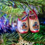 Pair Of Dutch Clogs On A Christmas Tree Stock Photo