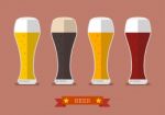 Four Glasses Of Different Beers Icon Stock Photo