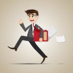 Cartoon Businessman In Rush Hours Stock Photo