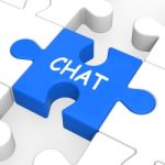 Chat Jigsaw Shows Talking Typing Or Texting Stock Photo
