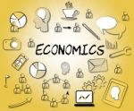 Economics Icons Shows Sign Fiscal And Economizing Stock Photo