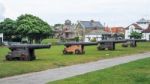 Ancient Cannons On Display In Southwold Stock Photo