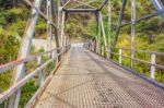 Bridge Over The River In The Highlands Of Guatemala Stock Photo
