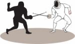 Swordsmen Fencing Isolated Cartoon Stock Photo