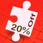 Twenty Percent Off Puzzle Means Reduction Or Sale 20% Stock Photo