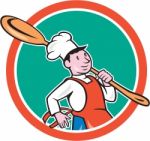 Chef Cook Marching Spoon Circle Cartoon Stock Photo