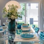 Glass Dining Table In Dinning Room Stock Photo