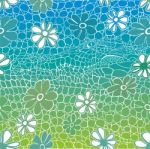 Background With Colored Crocodile Skin And Flowers Stock Photo