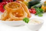 Golden Deep Fried Onion Rings Stock Photo