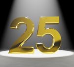 Golden Number 25 With Spotlit Stock Photo