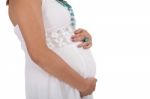 Pregnant Young Woman Isolated On A White Stock Photo