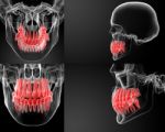 3d Rendering Skull With Visible Red Teeth Stock Photo