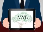 Myr Currency Represents Malaysian Ringgit And Exchange Stock Photo